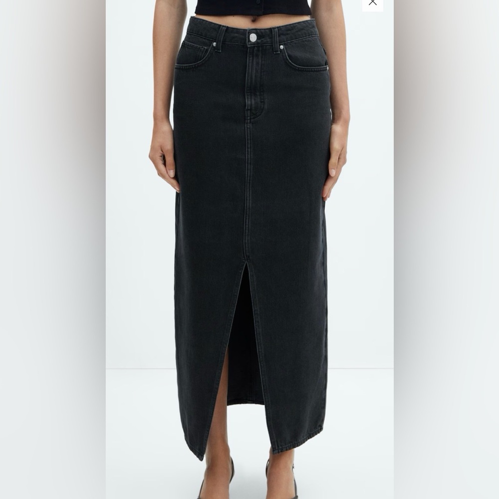 Mango Black Denim Skirt NWT